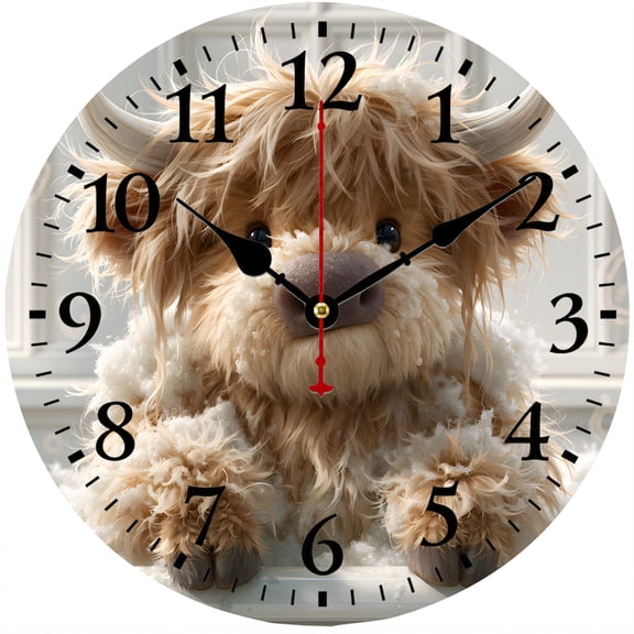 CozyHour 9.84 Inch Fluffy Doodle Dog Wall Clock, Cute Puppy Analog Clock with Large Numbers, Battery Operated Decor for Bedroom Living Room
