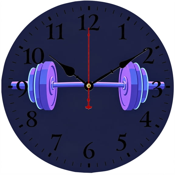 CozyHour 9.84 Inch Gym Wall Clock, Dumbbell Fitness Wall Clock with Large Numbers, Battery Operated Round Clock for Home Gym, Workout Room, Bedroom and Office Decor