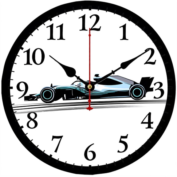CozyHour 9.84 Inch Race Car Wall Clock, Silent Non-Ticking Battery Operated Analog Clock, Racing Car Decor for Boys Room, Garage, Bedroom