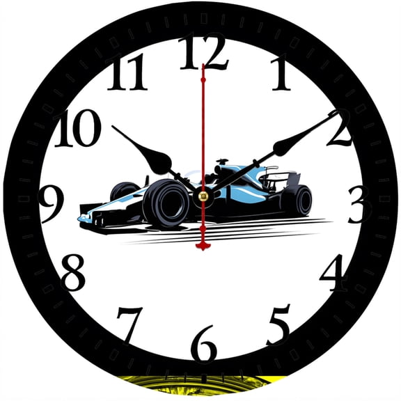 CozyHour 9.84 inch Round Multicolor Race Car Wall Clock, Battery Operated Analog Clock for Kids Room Decor