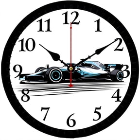 CozyHour 9.84 Inch Racing Car Wall Clock, Formula Race Car Decorative Analog Clock, Battery Operated Clock for Boys Room, Garage, Game Room