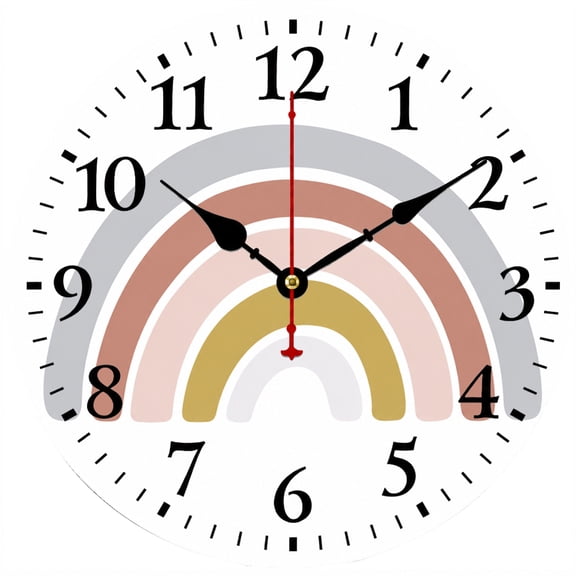 CozyHour 9.84 Inch Rainbow Wall Clock, Colorful Decorative Analog Clock with Large Numbers for Kids Room, Nursery, Bedroom, Playroom and Classroom