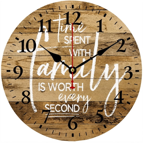 CozyHour 9.84 Inch Rustic Wall Clock, Farmhouse Wood Look Round Clock with Inspirational Quote Design, Easy Read Numbers Battery Operated Analog Clock for Living Room Bedroom Kitchen Office Decor
