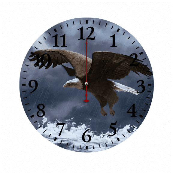 CozyHour Bald Eagle Wall Clock, 9.84 inch Battery Operated Analog Clock, Wildlife Eagle Decor for Living Room Bedroom Office Cabin