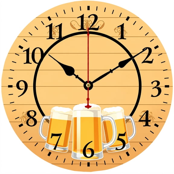 CozyHour Beer Wall Clock, 9.84 Inch Round Pub Bar Clock with Beer Mugs Design, Easy to Read Analog Clock for Kitchen, Man Cave, Game Room, Home Decor