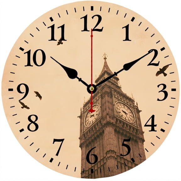 CozyHour Big Ben Wall Clock 9.84 Inch, Vintage London Landmark Clock, Silent Non-Ticking Battery Operated Wall Decor for Living Room Bedroom Office