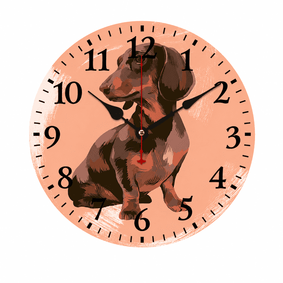 CozyHour Dachshund Wall Clock 9.84 Inch, Battery Operated Round Analog Dog Clock for Kitchen Bathroom Bedroom Office Decor