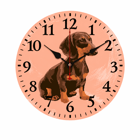 CozyHour Dachshund Wall Clock 9.84 Inch, Cute Dog Battery Operated Analog Clock, Round Decorative Clock for Kitchen Bathroom Office