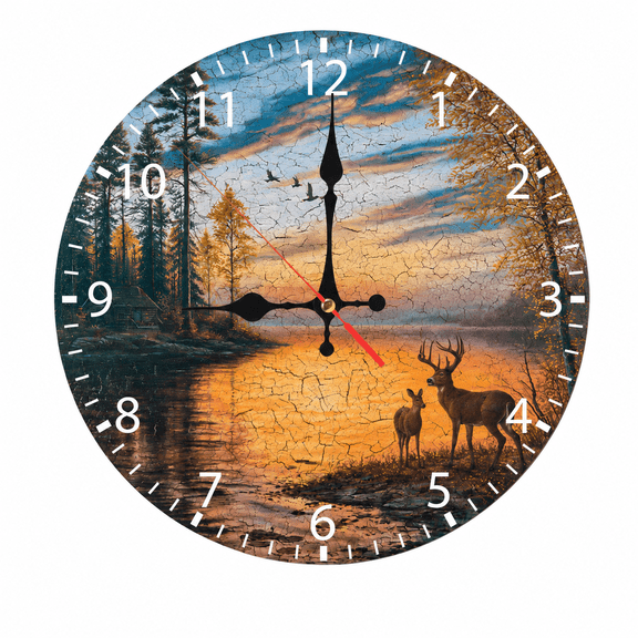 CozyHour Deer Wall Clock, 9.84 inch Battery Operated Analog Clock, Rustic Cabin Wildlife Decor for Living Room Bedroom Office