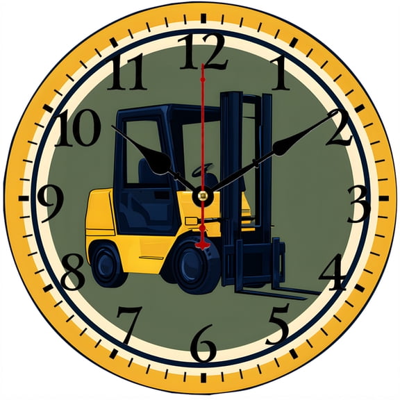 CozyHour Forklift Wall Clock 9.84 Inch, Industrial Warehouse Vehicle Analog Clock, Decorative Wall Decor for Garage Office Workshop