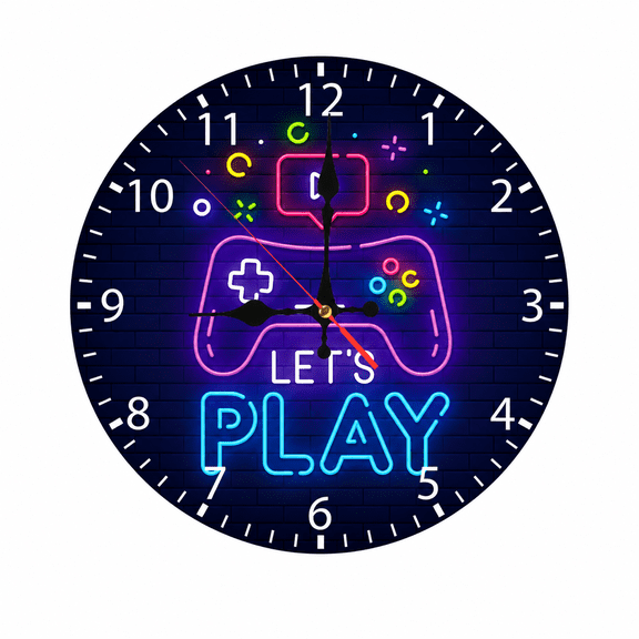 CozyHour Gaming Wall Clock 9.84 Inch, Silent Non Ticking Neon Gamer Room Decor Analog Clock for Bedroom Office Game Room