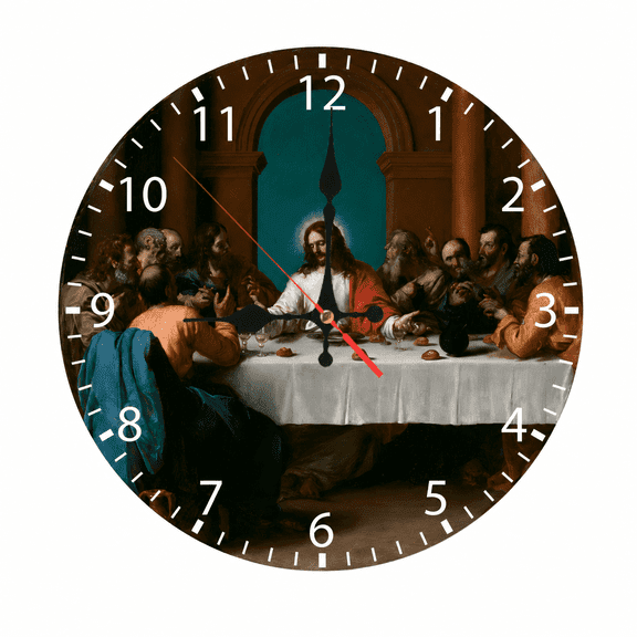 CozyHour Last Supper Wall Clock, 9.84 inch Battery Operated Analog Clock, Christian Religious Decor for Living Room Bedroom Kitchen Office