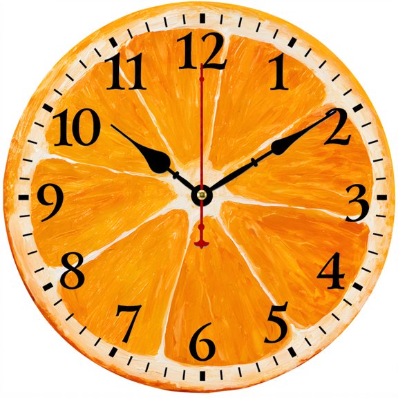 CozyHour Orange Slice Wall Clock, 9.84 Inch Decorative Round Analog Clock, Fruit Kitchen Wall Decor for Kitchen, Dining Room and Cafe