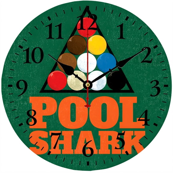 CozyHour Pool Shark Billiards Wall Clock, 9.84 Inch Round Analog Pool Table Clock for Game Room, Bar, Man Cave, Bedroom Wall Decor