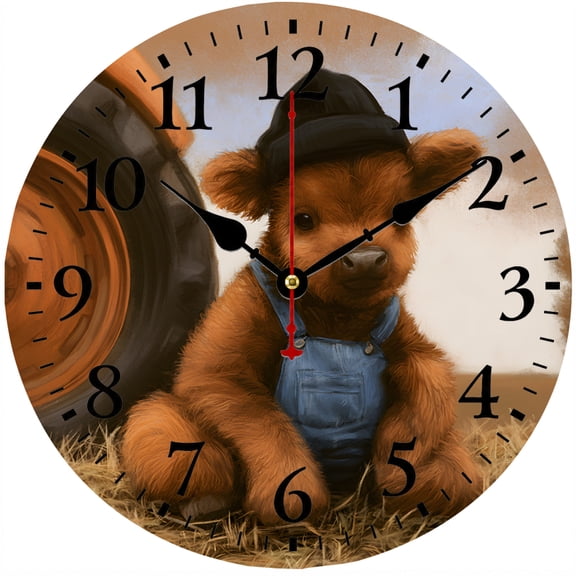 CozyHour Puppy Dog Wall Clock 9.84 Inch, Rustic Farmhouse Tractor Wall Decor, Battery Operated Analog Clock for Kitchen Bedroom Office
