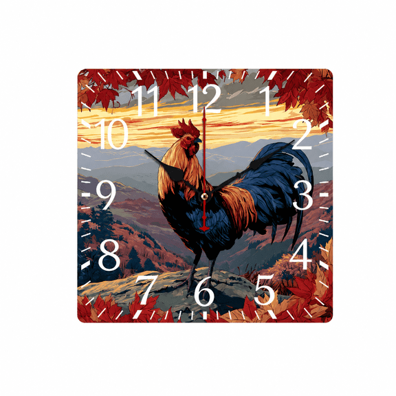 CozyHour Rooster Wall Clock 9.84 Inch, Rustic Farmhouse Chicken Wall Clock, Battery Operated Analog Kitchen Clock for Living Room Bedroom Office Decor