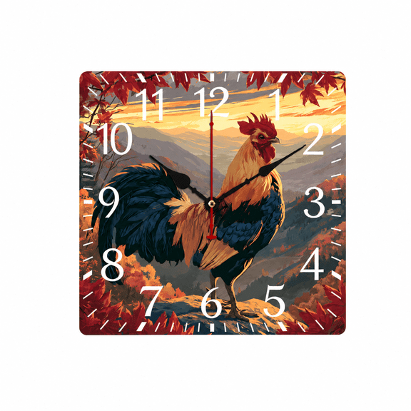 CozyHour Rooster Wall Clock 9.84 Inch, Rustic Farmhouse Kitchen Decor, Battery Operated Analog Clock, Chicken Lover Gift for Dining Room Office