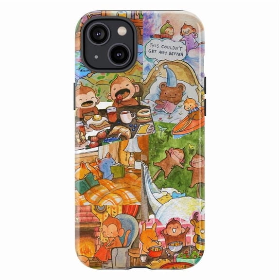 CozyMonkey Phone Case for iPhone 16/15/14/13/12/11 Pro, Pro Max, Mini, Plus – Cute Food & Friends Aesthetic Phone Cover