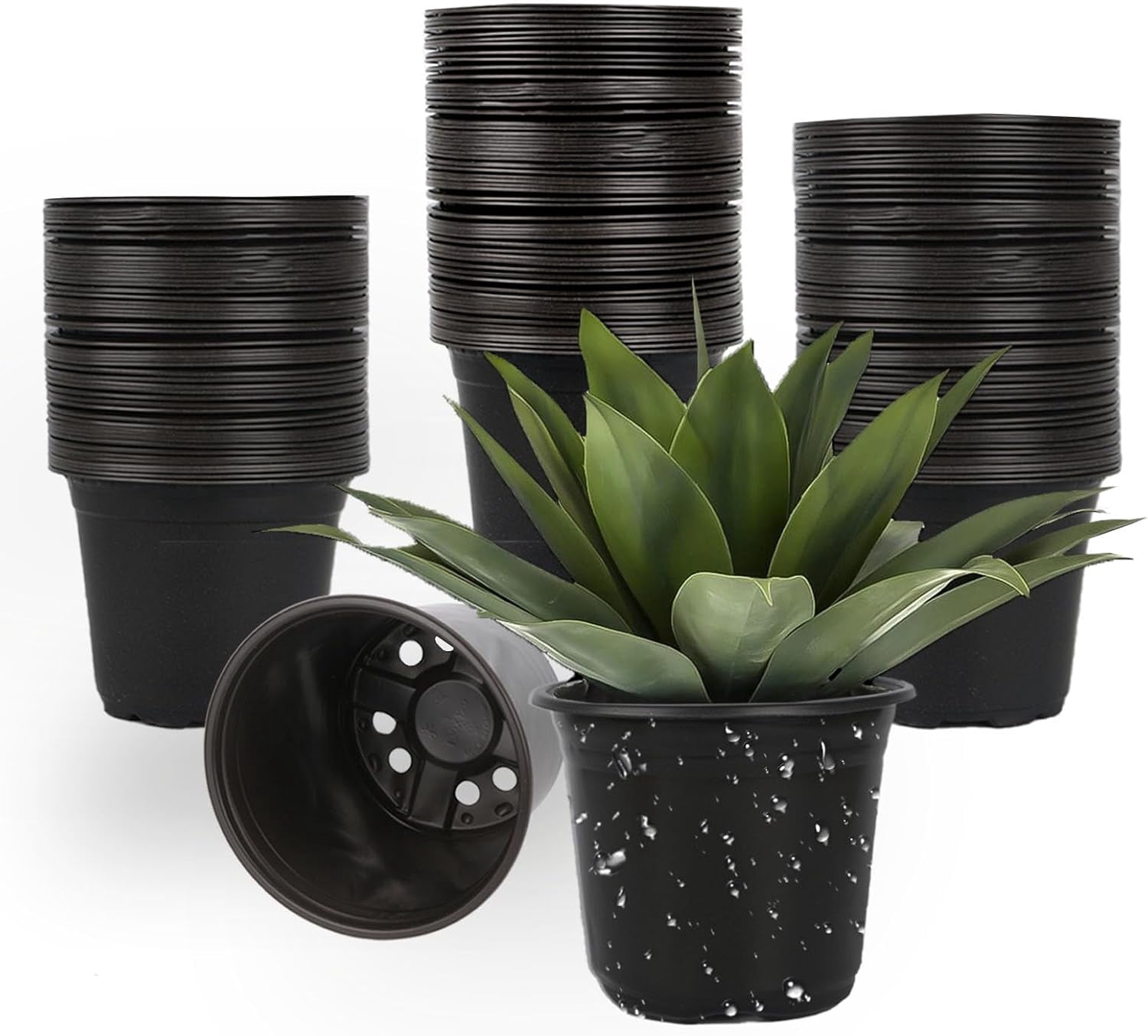 CozyNF 100 Packs Nursery Pots,3 Inches Plastic Nursery Pots for Plants with Drainage Holes, Seed Starting Garden Pots of Flower Plant Container for Succulents, Cuttings, Transplanting (100, 3 Inch)