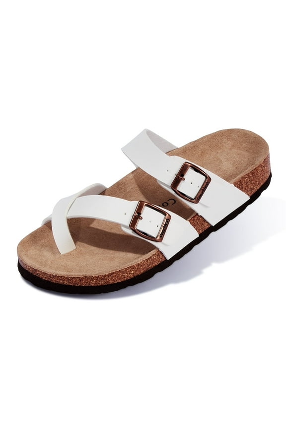 CozyNest GLOW Adjustable Slide Sandals for Women and Men Cork Footed Arch Supported for Summer Indoor and Outdoor