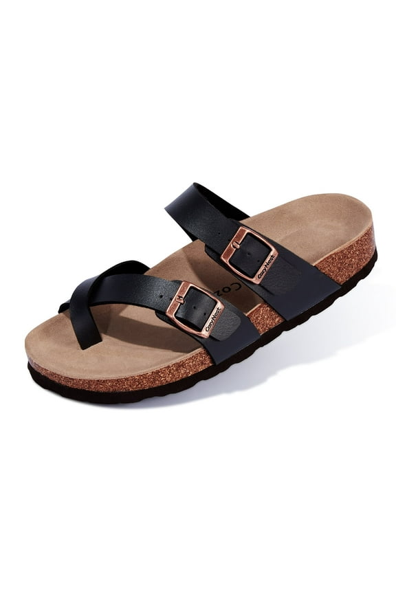 CozyNest GLOW Adjustable Slide Sandals for Women and Men Cork Footed Arch Supported for Summer Indoor and Outdoor