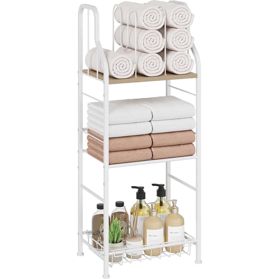 CozyNestF Free Standing Towel Rack - 3 Tier Towel Racks for Bathroom with M-Shaped Dividers, Durable Metal Towel Holder, Pool Towel Rack, Space-Saving Towel Storage Organizer, Modern Bath Towel Shelf