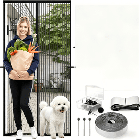 Heavy Duty Door Screen Magnetic Closure, Thickened Fiberglass Screen Door Mesh, Self Sealing, Tear Resistant, Easy Assemble, Fine Mesh Keep Bugs Out Fit Door Size 30 Inch X 77 Inch