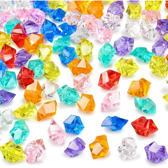 CozyNestFinds 150Pcs Multicolored Fake Gems, Crushed Ice Rocks Fake Gemstones Plastic Crystals for Crafting Sensory Bin Filler Diving Toys Vase Fillers Table Scatter Decoration(Color Random)