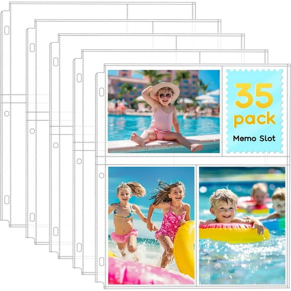 CozyNestFinds 35-Pack 4x6 Clear Photo Sleeves for 3 Ring Binder - 210 Photo Acid Free Plastic Archival Protector Refill Pages for 8.5x11
