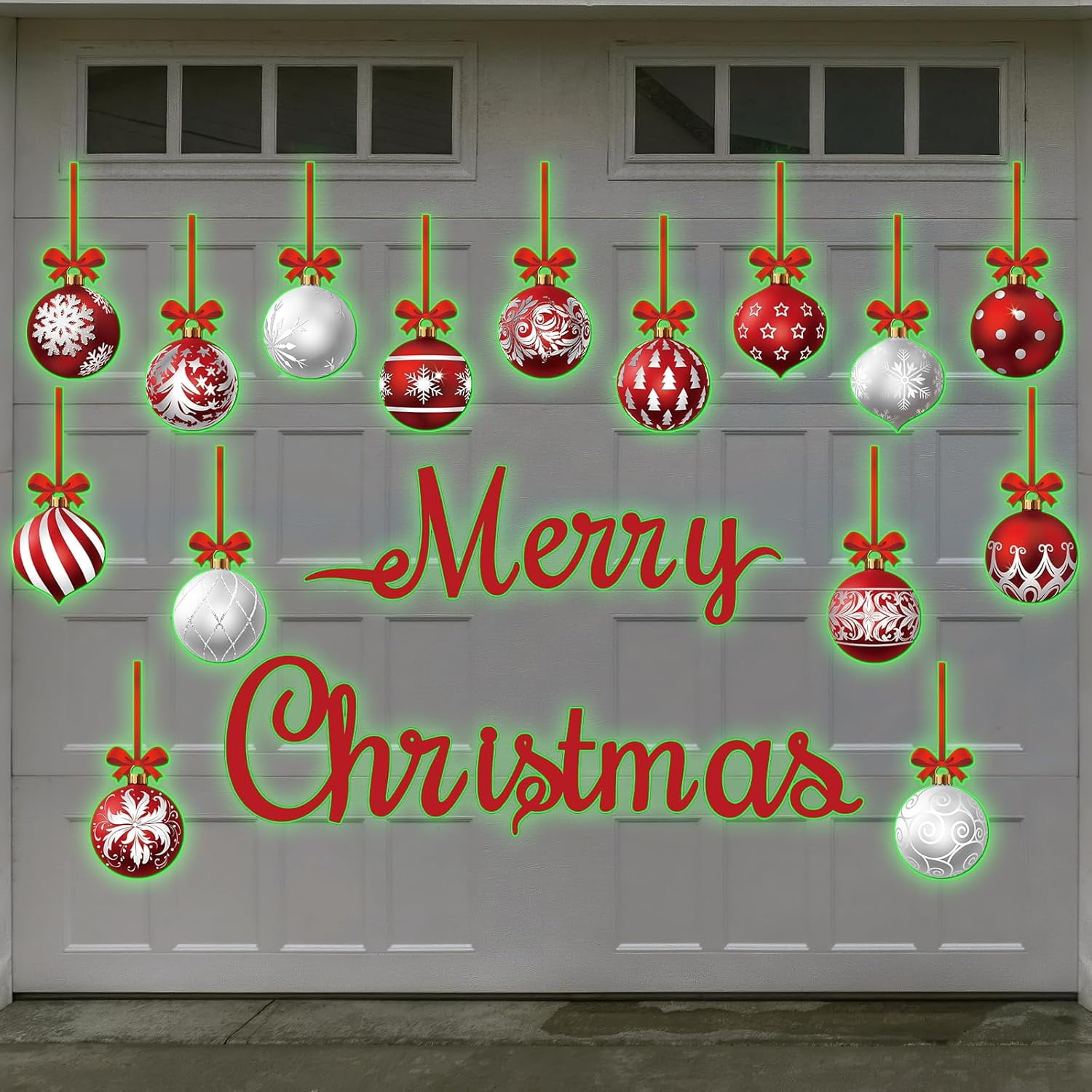 CozyNestFinds 36 Pcs Christmas Garage Door Magnets Decorations, Glow in The Dark Xmas Ball Garage Door Decorations, Merry Christmas Magnets for Refrigerator Fridge Kitchen Car Indoor Outdoor Decor