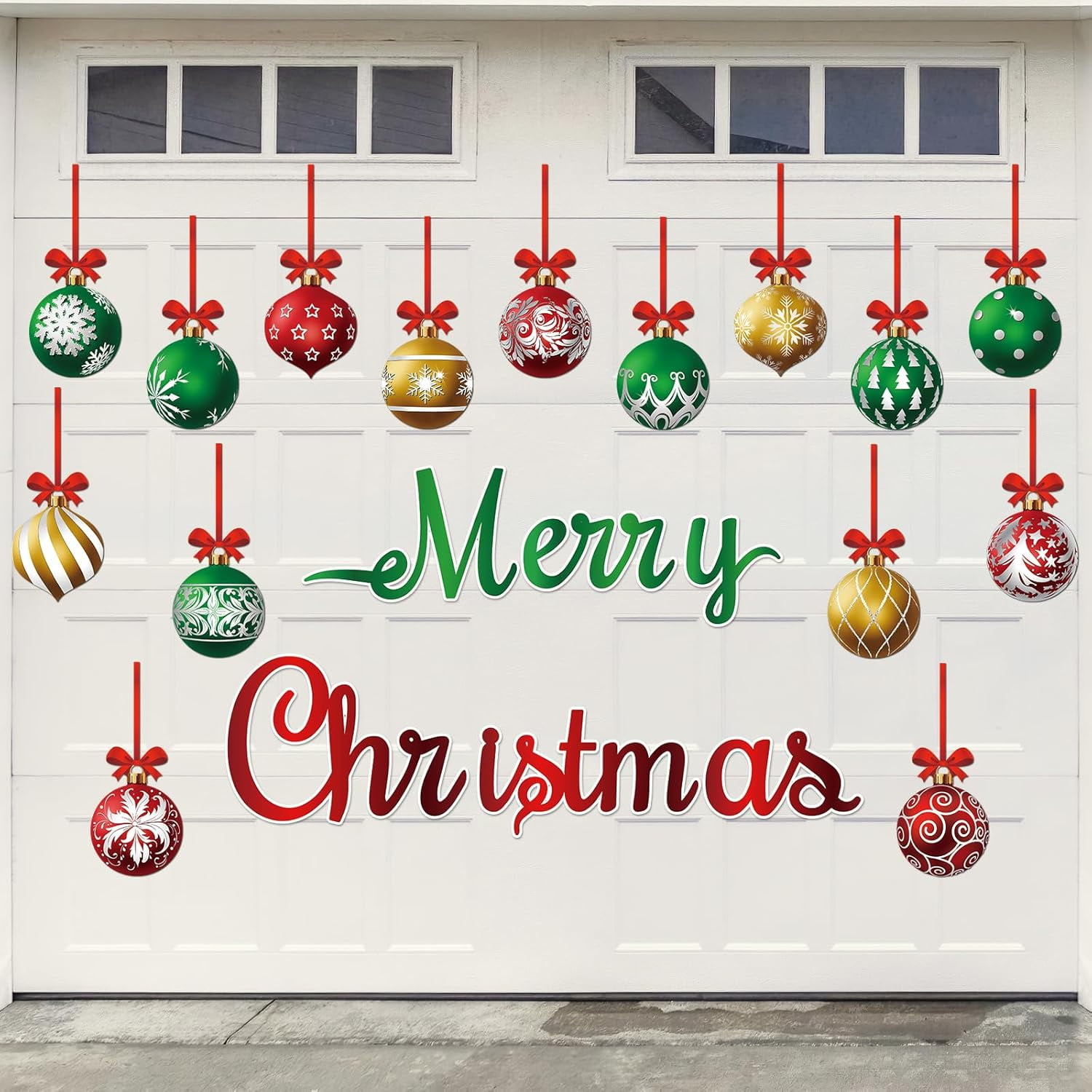 CozyNestFinds 36 Pcs Christmas Garage Door Magnets Decorations, Xmas Ball Garage Door Decorations, Merry Christmas Magnets Stickers for Refrigerator Fridge Kitchen Car Indoor Outdoor Decorations