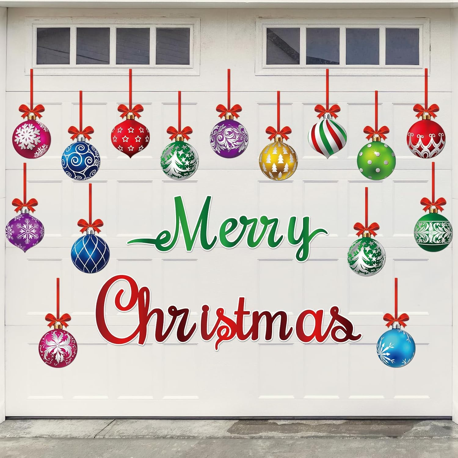 CozyNestFinds 36 Pcs Christmas Garage Door Magnets Decorations, Xmas Ball Garage Door Decorations, Merry Christmas Magnets Stickers for Refrigerator Fridge Kitchen Car Indoor Outdoor Decorations