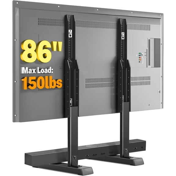 CozyNestFinds 5Rcom Universal TV Stand, Large TV Legs for 32-86 Inch Flat Curved TVs with Cable Management, 6 Height Adjustment Table Top TV Mount Stand Up to 150lbs, Black