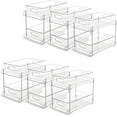 thumbnail image 1 of CozyNestFinds 6 Pack Bathroom Organizer, 2 Tier Clear Under Sink Organizers Vanity Countertop Storage Container,Cabinet Drawers Bins, Pull-Out Organization with Track for Pantry, Kitchen, 1 of 8