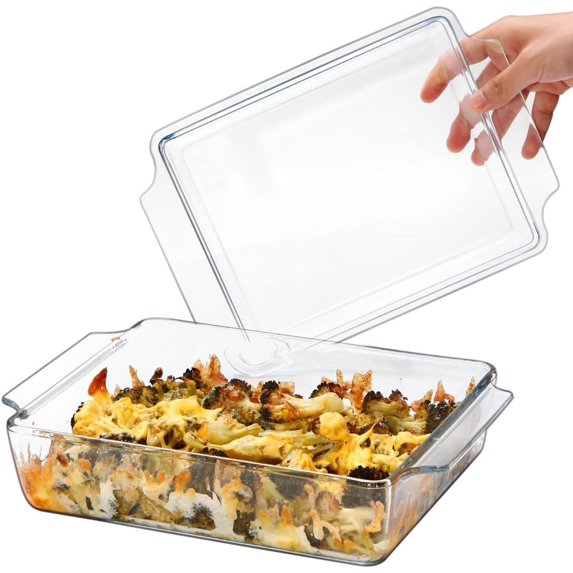 CozyNestFinds 8 x 9.5 Inches Rectangular Glass Casserole Dish With Glass Lid 2 Quart Glass Bakeware Glass Microwave Casserole Dish Glass Baking Dish with Lid