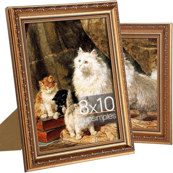 CozyNestFinds 8x10 Picture Frame with Real Glass, Ornate Vintage 8 x 10 Photo Frames for Wall Decor or Tabletop Display, Bronze and Black, 2 Pack