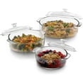 thumbnail image 1 of CozyNestFinds Basics 3-Piece Covered Casserole Dishes, Versatile Glass Baking Dishes for Oven, Clear Lead-Free Casserole Cookware, 1 of 12