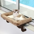 thumbnail image 1 of CozyNestFinds Cat Perch for Window Sill with Bolster-Orthopedic Hammock Design with Premium Hardwood&Robust Metal Frame - Cat Window Seat for Large Cats and Kittens - Dark Stained Wood with Brown Bed, 1 of 12