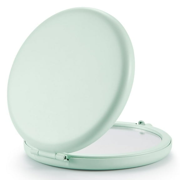 CozyNestFinds Compact Mirror for Purse, Double-Sided 1X/2X Magnifying Metal Pocket Makeup Mirrors(Round, Cyan)