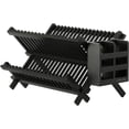 thumbnail image 1 of Dish Rack, Bamboo Folding 2-Tier Collapsible Drainer Dish Drying Rack with Utensils Flatware Holder Set (Dish Rack with Utensil Holder), 1 of 15