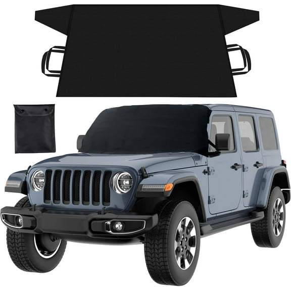 CozyNestFinds Jeep Windshield Snow Cover | Durable 600D Oxford Fabric Winter Car | Windshield Ice Cover for Jeep Wrangler, Bronco, Gladiators | X-Small