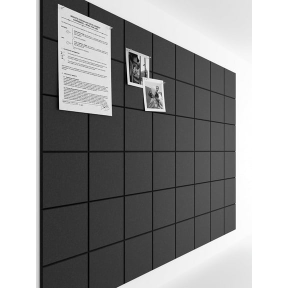 CozyNestFinds Large Cork Board Alternative-47 x35 Felt Bulletin Board Tiles, with 30 Pushpins, 70 Adhesive Tabs, 12-Pack Slat Wall Paneling, Cork Boards for Office Push Pin Board Felt Board-Black