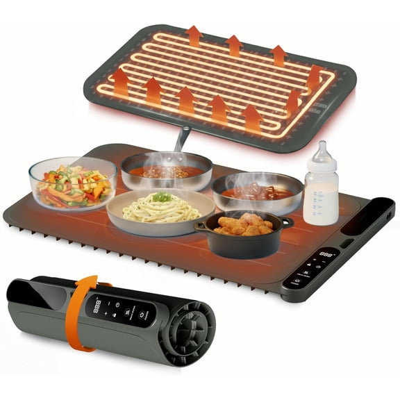 CozyNestFinds Plateful Food Warming Mat For Food - 24x15", With Child Lock - Warming Pads For Food Heat Mats For Kitchen Counter - Food Warming Mat To Keep Food Warm For Party