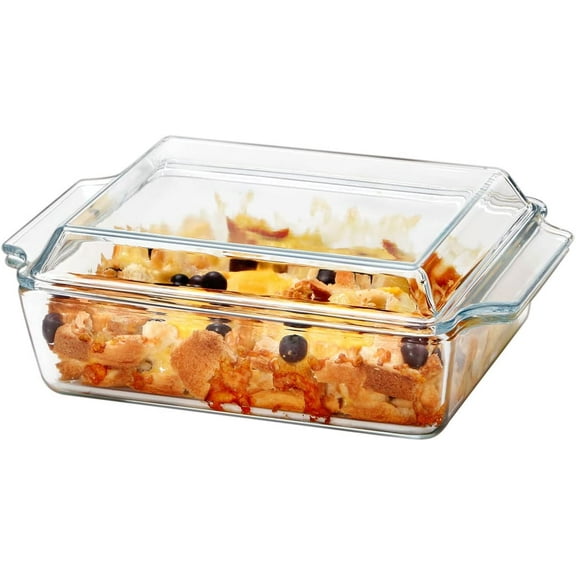 CozyNestFinds Rectangular Glass Casserole Dish With Lid Glass Bakeware Microwave Casserole Dish Lidded Oven Cookware (1.5L)