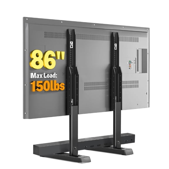 CozyNestFinds Table Top TV Stand, Universal TV Stand for 35-88 Inch with Height Adjustment, TV Mount Stand Up to 150lbs for Curved Flat TVs with Cable Management, Black