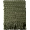 thumbnail image 1 of CozyNestFinds   Throw Blanket for Couch, Textured Knit Throw, Olive Green Throws for Home Decor, Soft Blanket Throw for Bedroom Decor Housewarming Gifts, 50"x60", 1 of 18