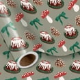 thumbnail image 1 of CozyNestFinds Vintage Christmas Wrapping Paper Roll, Green Cake, Mushrooms, Pinecones Festive Design for Christmas, Winter Holidays, Family Gatherings, for Adults, Kids, Mini Roll 17 in x 16.4 Ft, 1 of 16