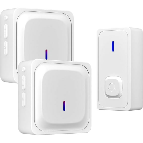 CozyNestFinds Wireless Doorbell with 2 Receivers Easy Installation, Waterproof Door Bell Adjustable Volume, 1000Ft Range, 58 Chimes & LED Flash, Perfect for Homes, Offices, Apartments (White)
