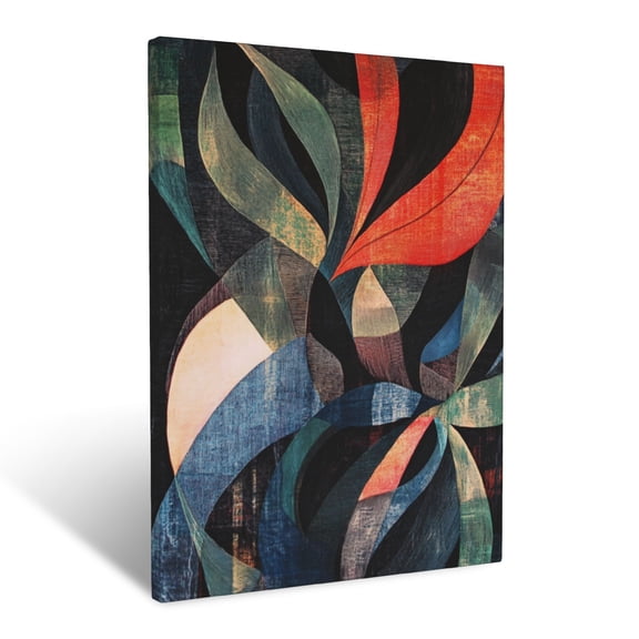 CozyNet Abstract Depiction Of Intertwined Plant Life With Curving Tendrils And Flowing Forms Wall Art Prints With Frame Canvas Perfect for Living Room & Bedroom, Ready to Hang, Wall Decor 12"x16"in