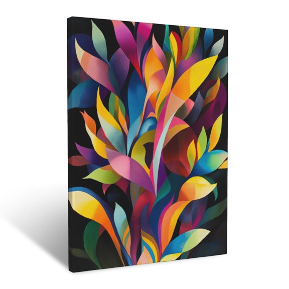 CozyNet Abstract Design Of Wild Plant Forms Layered With Vivid Colors And Artistic Shapes Wall Art Prints With Frame Canvas Perfect for Living Room & Bedroom, Ready to Hang, Wall Decor 12"x16"in